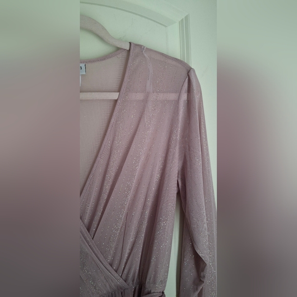 Alexa b nites dress womens sz 10 maxi shimmery lavender dress long sleeve formal - Picture 9 of 9